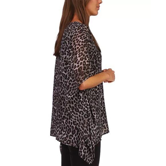 Michael Kors Women’s Black & White Leopard Print Soft Flowy Poncho Top Size 1X - Picture 3 of 13